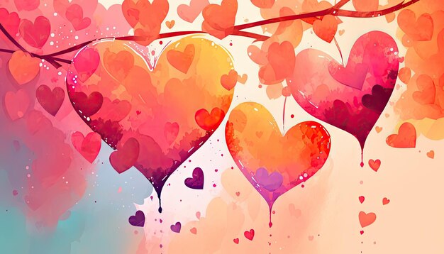 Aquarell Valentinstag Hintergrund