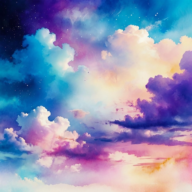 Aquarell-Vektor-Himmel-Hintergrund