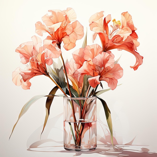 Aquarell Vektor-Illustration einer Pflanze in einer Vase