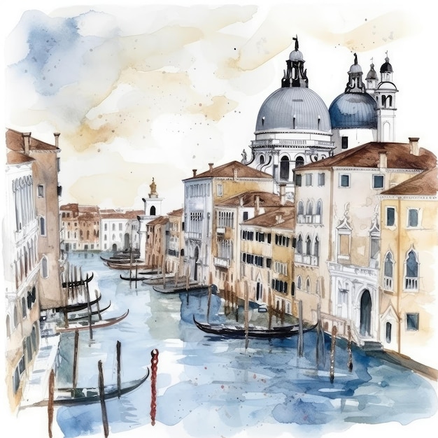 Aquarell-Venedig-Stadtbild