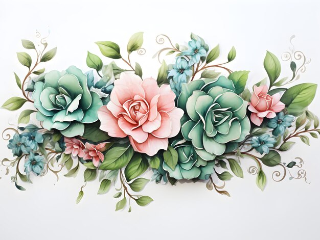 Aquarell Vintage Blumenkomposition Blumen Bouquet