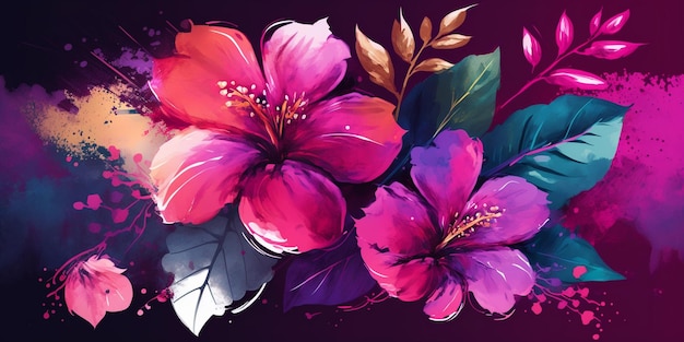 aquarell viva magenta blumen hintergrund