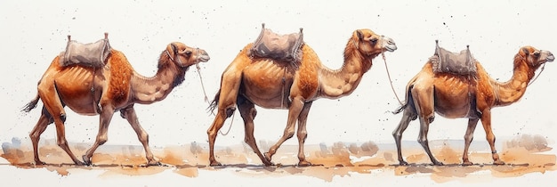 Foto aquarell von kameltieren