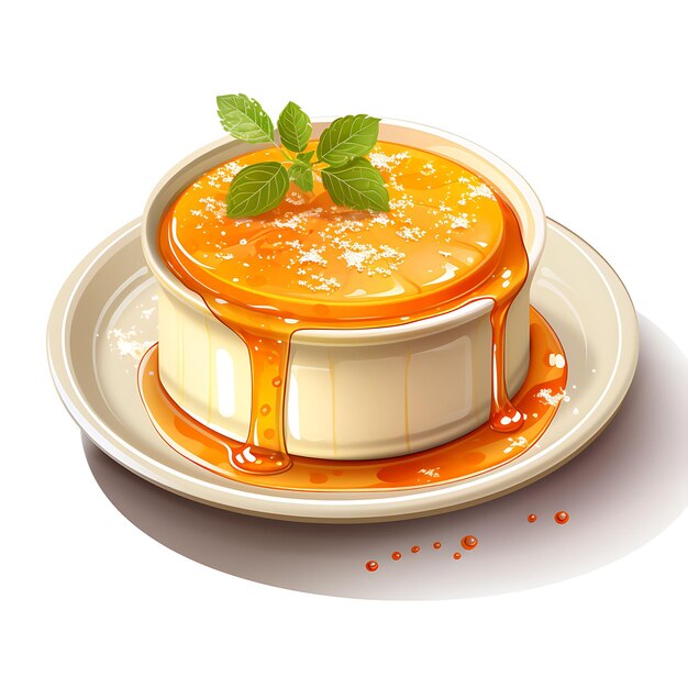 Aquarell von Orange Grand Marnier Souffle Keramik Ramekin Orange Zest Gra Clipart T-Shirt Design