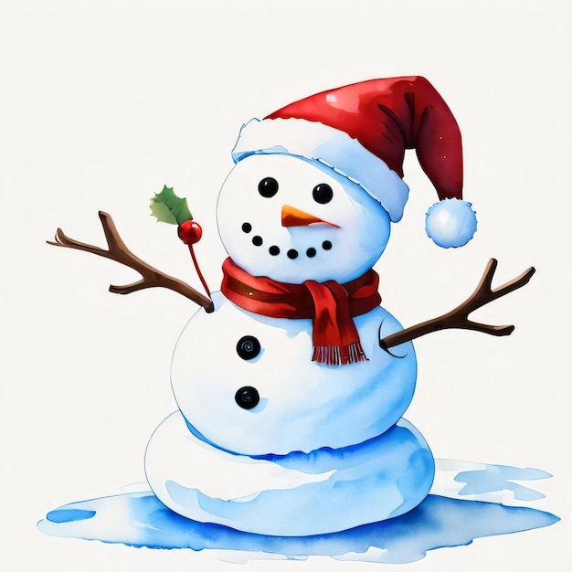 Aquarell Weihnachten Schneemann Clipart