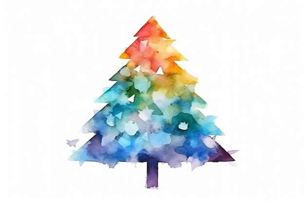 Aquarell-Weihnachtsbaum auf weißem Hintergrund