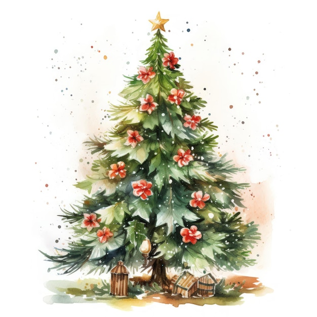 Aquarell Weihnachtsbaum isoliert