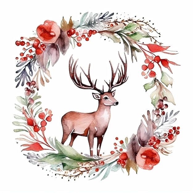 Aquarell Weihnachtshintergrund Illustration AI GenerativexA