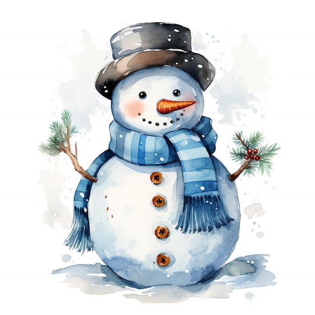 Aquarell Winter Schneemann