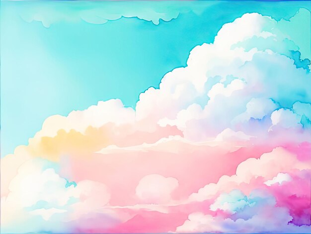 Aquarell-Wolken-Hintergrund Lebendige Farben im Pastellton