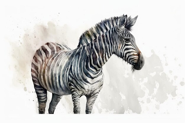 Foto aquarell-zebra-illustration, weißer hintergrund. generative ki