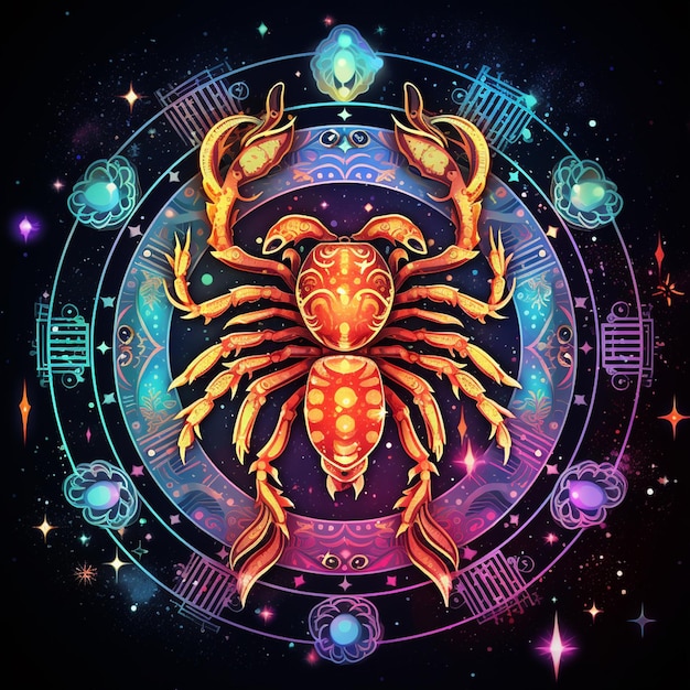 Aquarell-Zodiac-Zeichen gegen Raumnebel-Hintergrund Astrologie-Kalender Esoterisches Horoskop