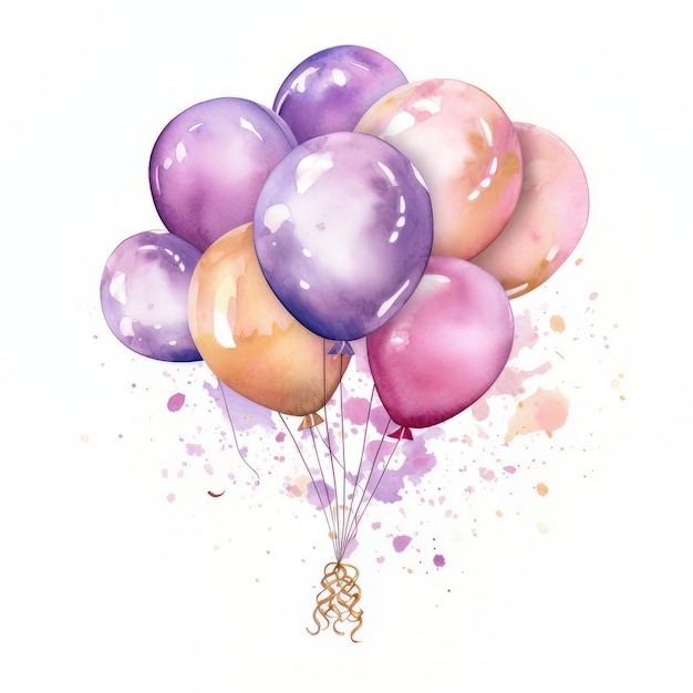 Aquarellballons Handgezeichnete Illustration, isoliert auf weißem Hintergrund