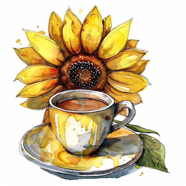 Aquarellbecher Kaffee