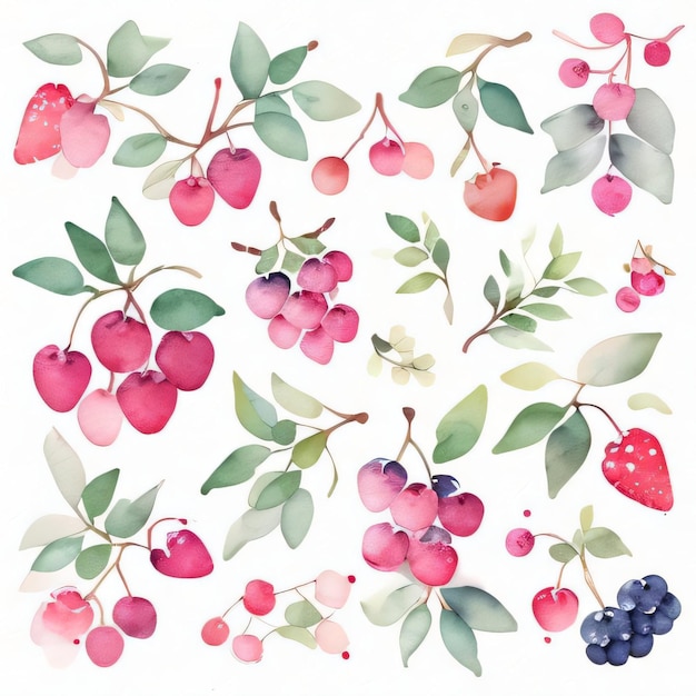 Aquarellbeeren Clipart