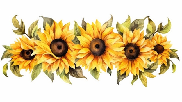 Aquarellbild der Sonnenblumengrenze