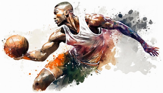 Aquarellbild des Basketballspielers Generative KI