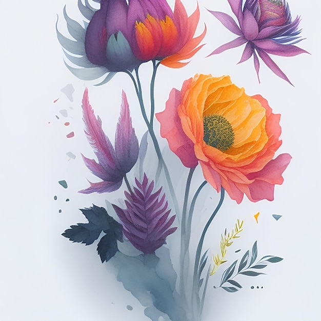 Foto aquarellbild mit blumen