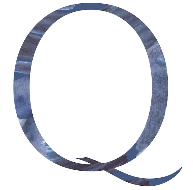 Aquarellblauer Großbuchstabe Q isoliertes Illustrationssommer-Gestaltungselement