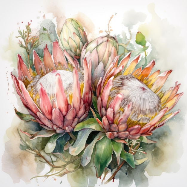 Aquarellblüten-Protea