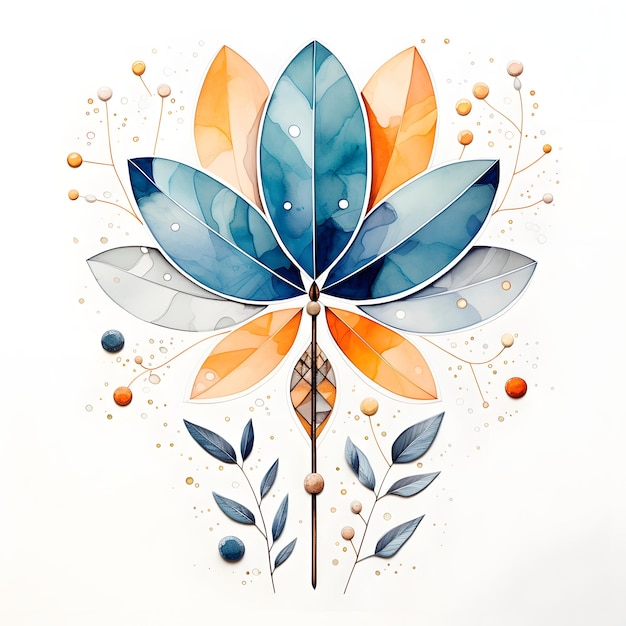 Aquarellblume farbenfrohe Symbol Indiens orientalischer Praktiken Yoga Meditation