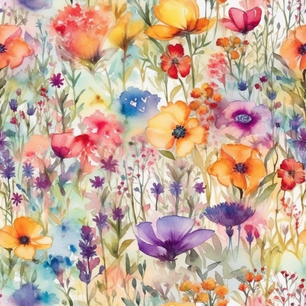 Aquarellblumen auf buntem Hintergrund.