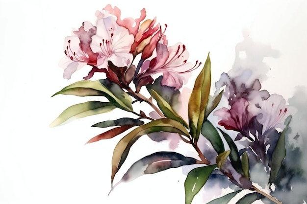 Aquarellblumen auf weißem Hintergrund.