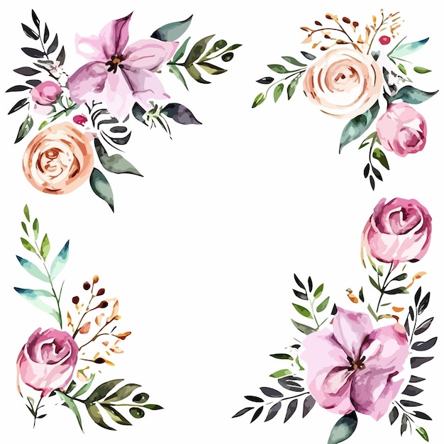 Aquarellblumen auf weißem Hintergrund