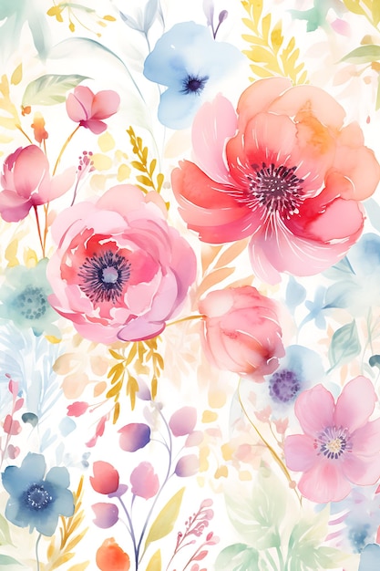 Aquarellblumen mit Aquarellhintergrund