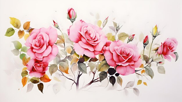 Foto aquarellblumen, rosen, blumige natürliche elemente auf durchsichtigem hintergrund