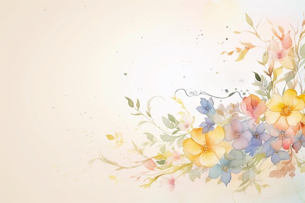 Aquarellblumendekorativer Hintergrund mit Laub