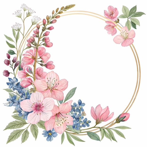 Aquarellblumenkrans mit Kirschblüten