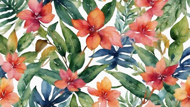 Aquarellblumenmuster Sommerblätter gemaltem Hintergrund künstlerische Natur botanische Kunst