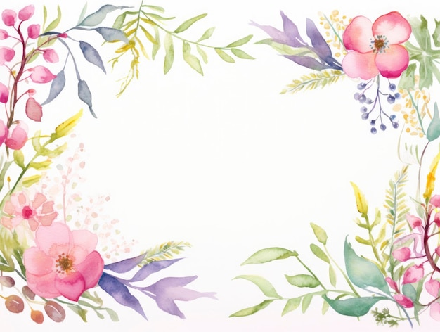 Aquarellblumenrahmen mit leerem Raum