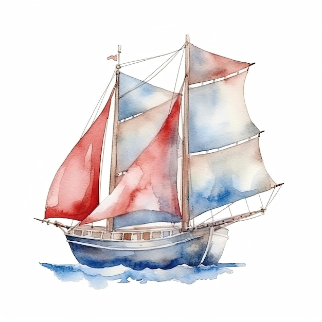 Aquarellboot Illustration AI GenerativexA