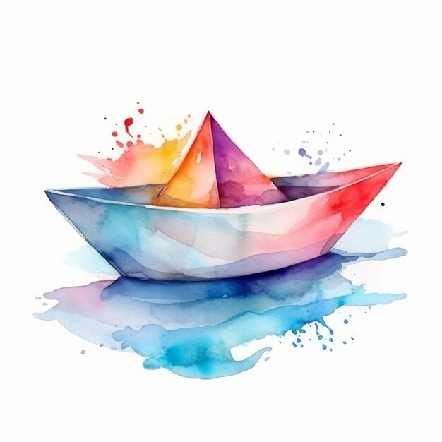 Aquarellboot Illustration Generative AIxD