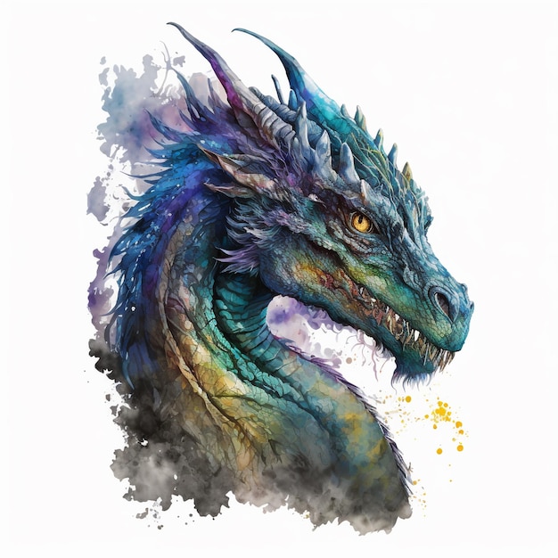 Aquarelldrache hyperrealistisch