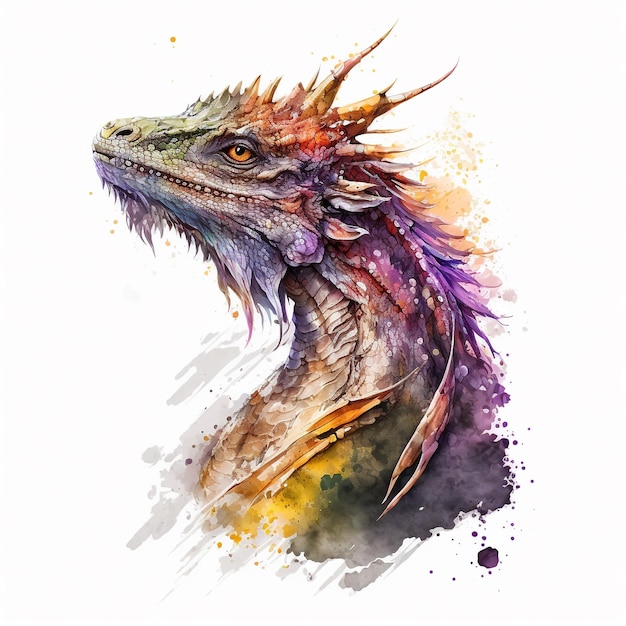 Aquarelldrache hyperrealistisch