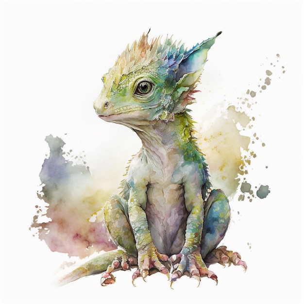 Aquarelldrache hyperrealistisch