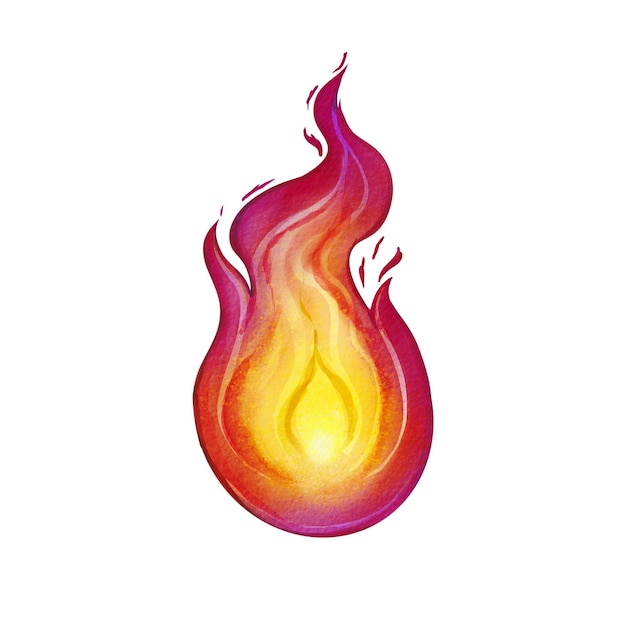 Aquarelle lebendige feurige Flamme in roten Farben Illustration magisches Feuer mystisches Halloween Herbst Winter