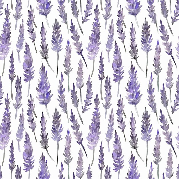 Aquarelle Lila Violett Lavendelblume Blumen nahtloses Muster auf weißem Hintergrund