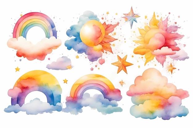 Aquarelle Lustige Regenbogen farbenfrohe Witze