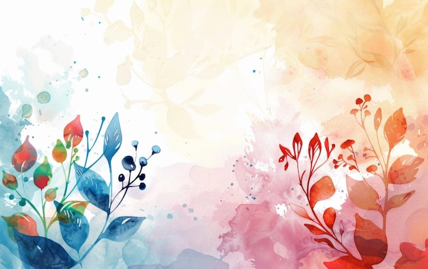 Aquarellfarbe mit mehrfarbigen Blumen als Hintergrund