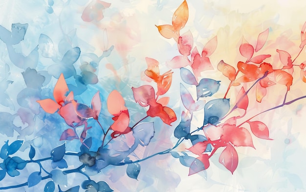 Aquarellfarbe mit mehrfarbigen Blumen als Hintergrund