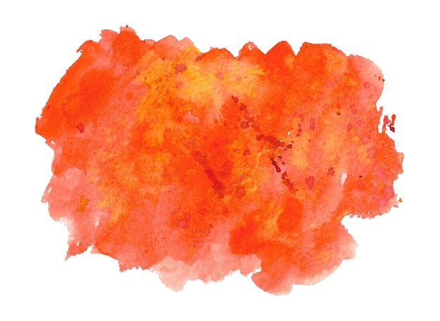 Foto aquarellflecken und -spritzer orangefarbener fleck auf weißem hintergrund