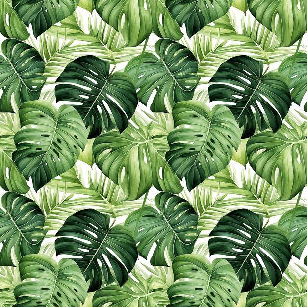 Aquarellgrün Monstera Blätter Hintergrund