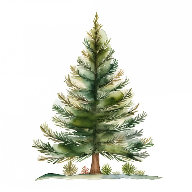 Aquarellgrüner Weihnachtsbaum Illustration Clipart einzelnes Element
