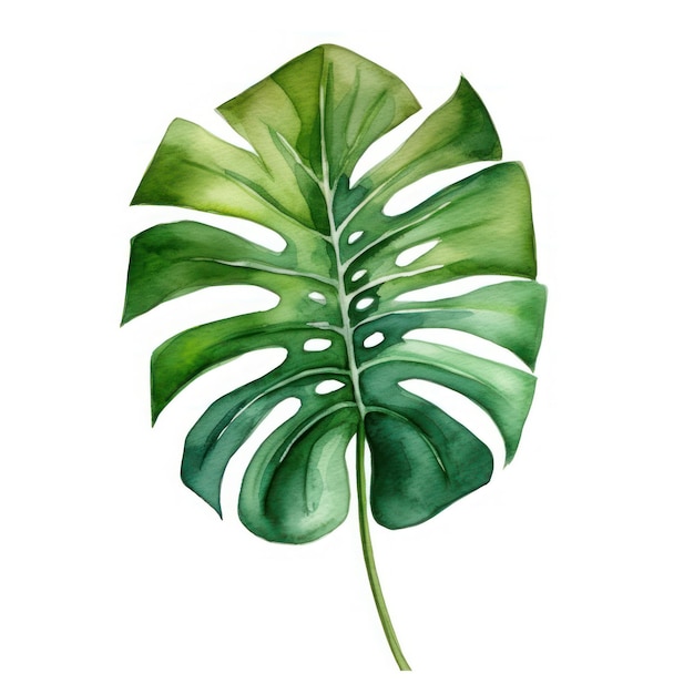 Aquarellgrünes Monstera-Blatt