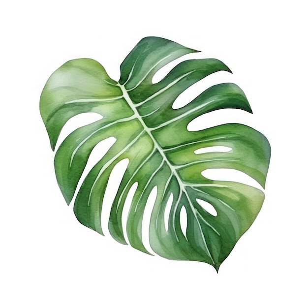 Aquarellgrünes Monstera-Blatt