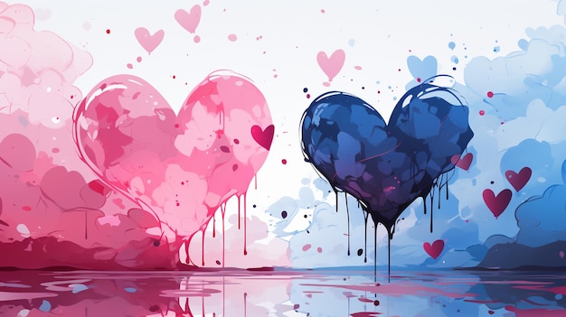 Aquarellherz Valentinstag Gratulationskarte Liebesbeziehung Kunstmalerei